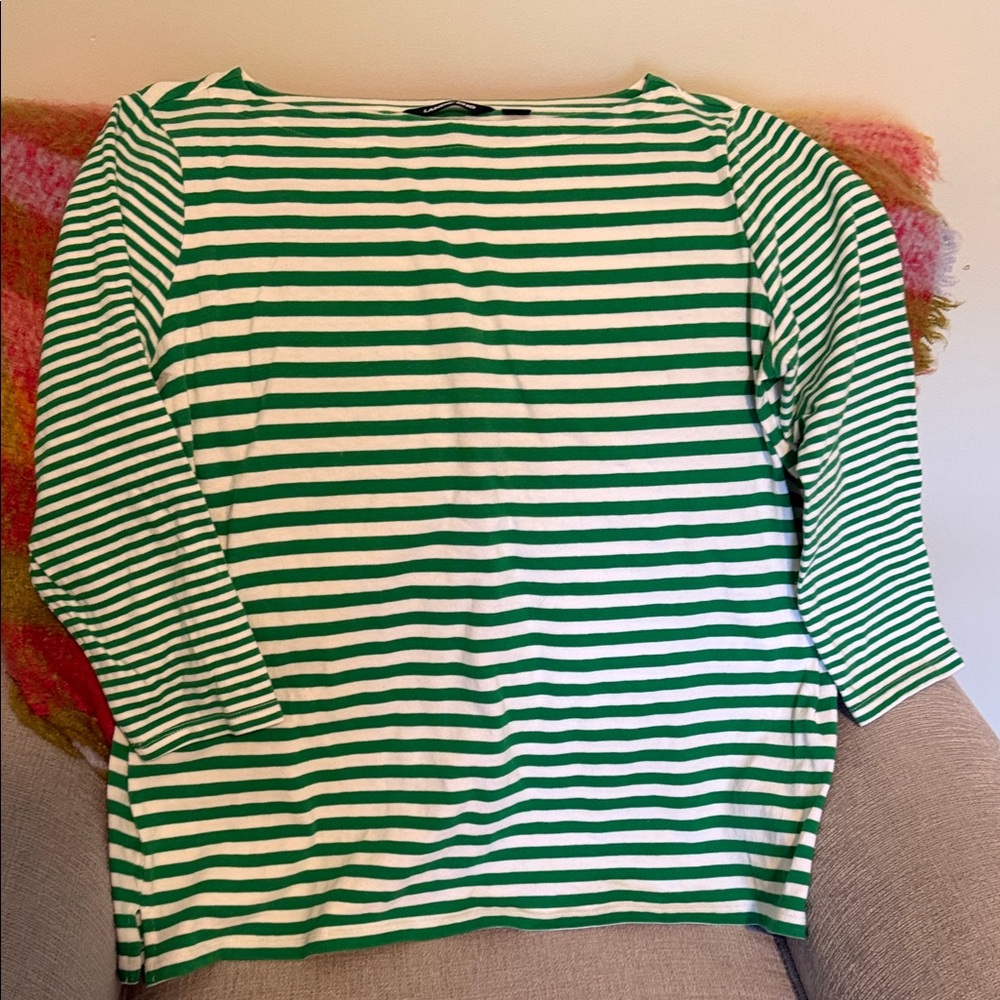 NWOt Lands' End Green and White Striped Top